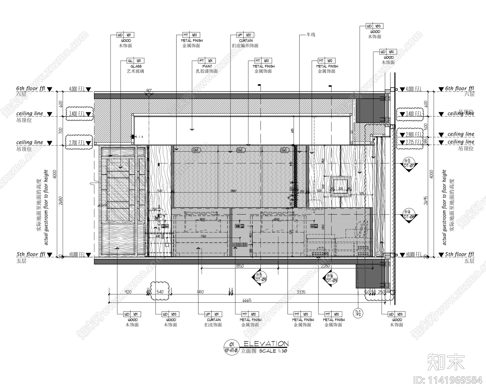 45平方好莱坞双床房大床房cad施工图下载【ID:1141969584】