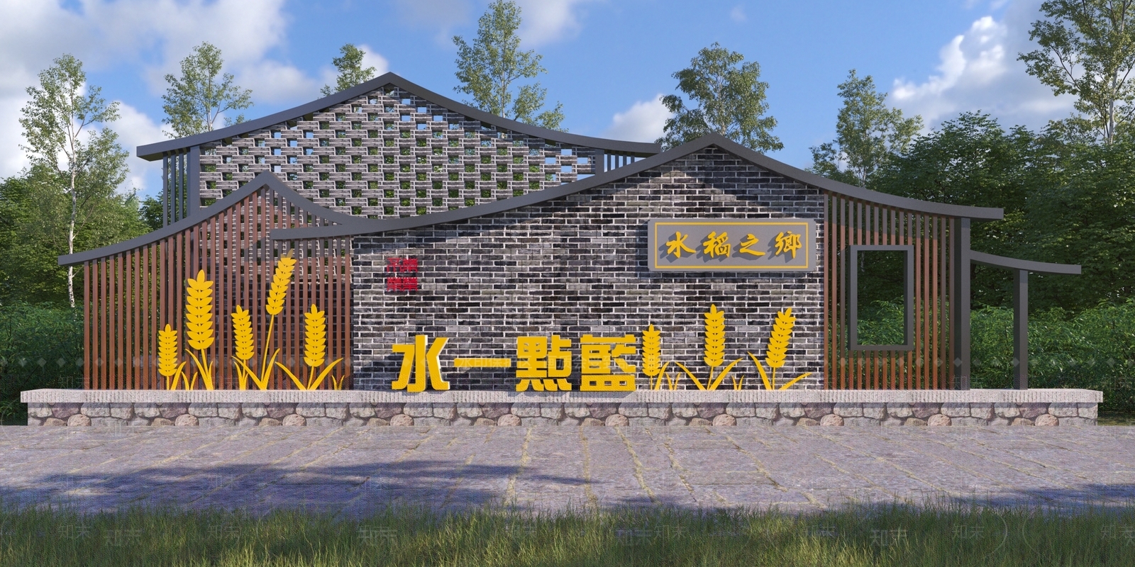 景墙3D模型下载【ID:1175848563】