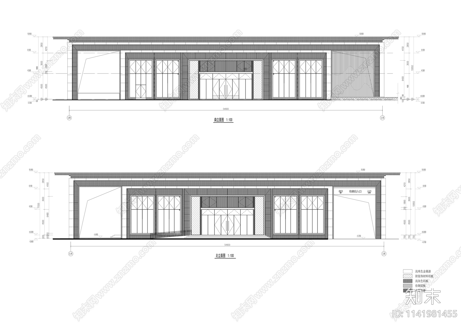 现代大门门卫传达室建筑施工图施工图下载【ID:1141981455】