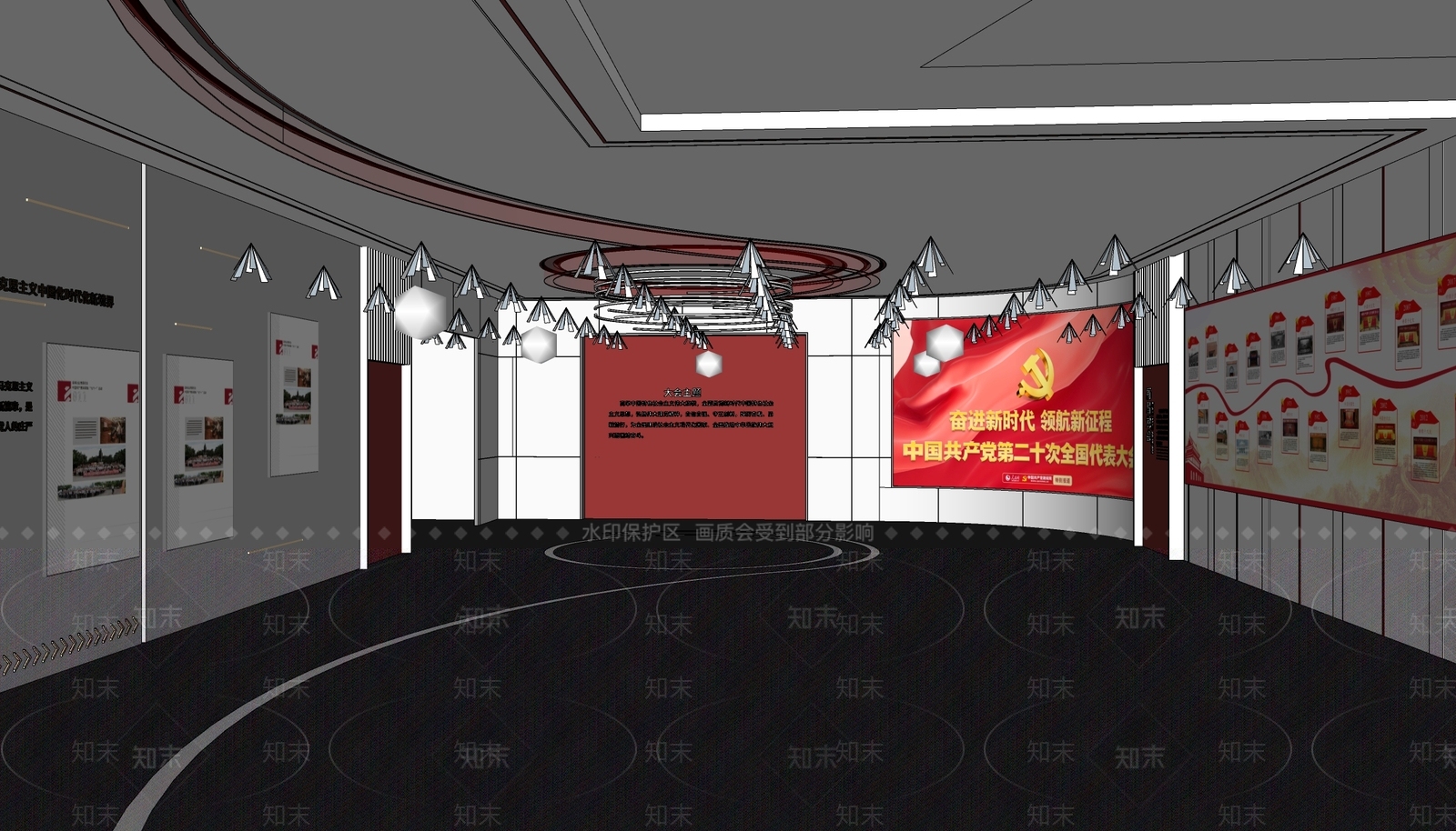 现代党建展厅SU模型下载【ID:1141985394】
