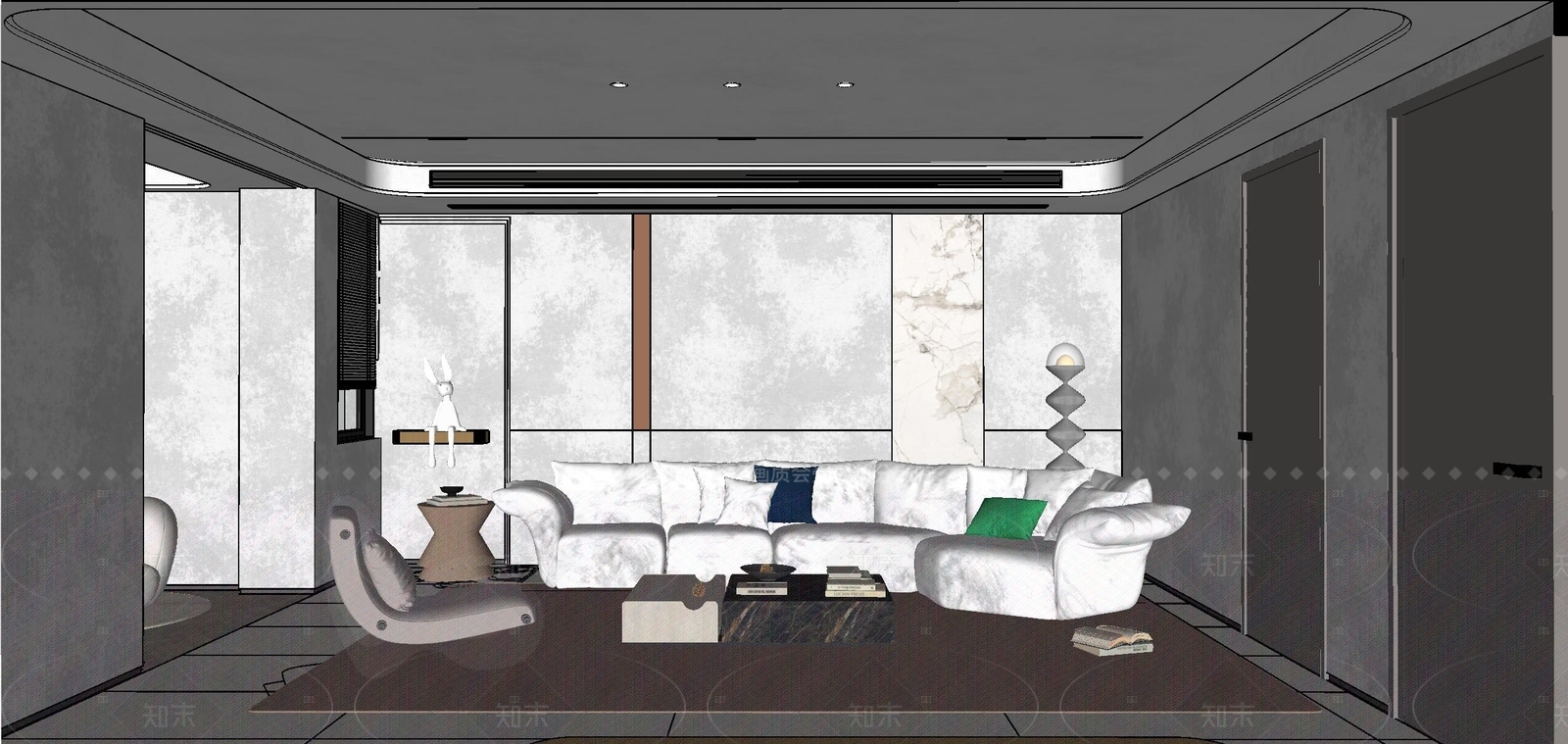 现代家居客厅SU模型下载【ID:1216072850】