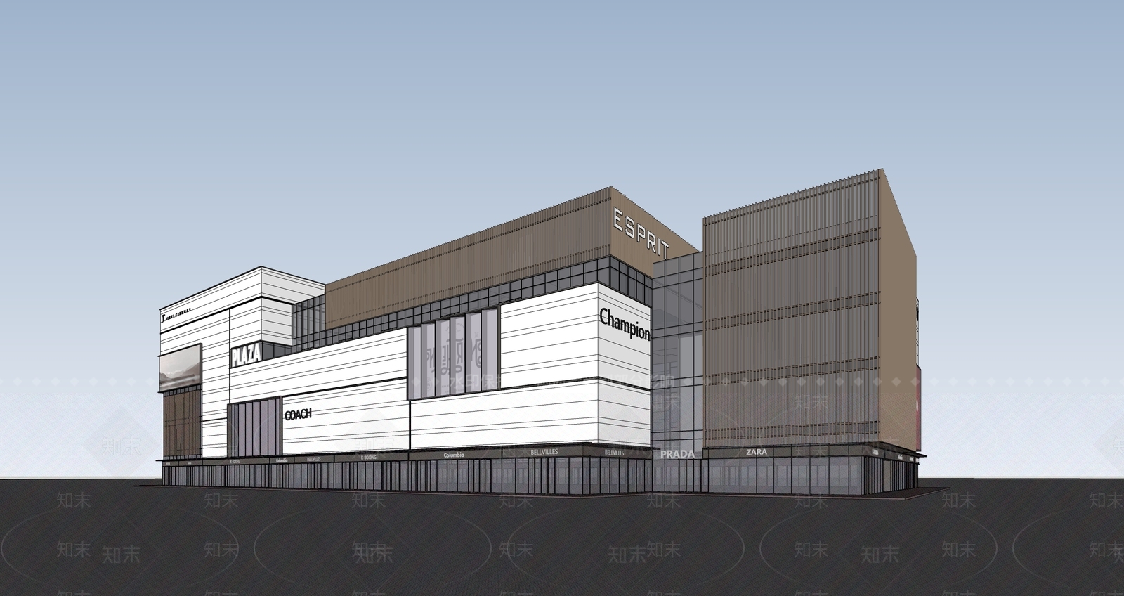 商场建筑SU模型精品下载_SketchUp模型_知末网