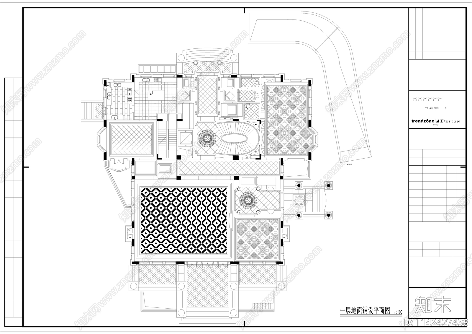 明苑欧式别墅样板房室内装修cad施工图下载【ID:1142427438】