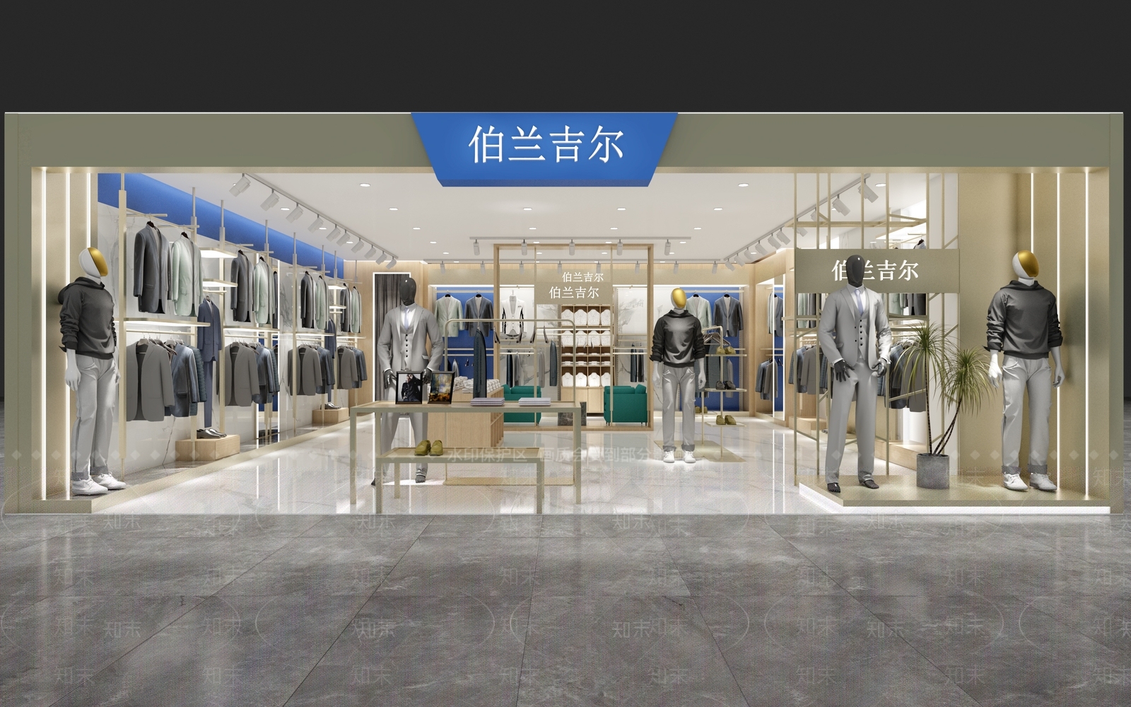 现代商务男装店3D模型下载【ID:1141989061】