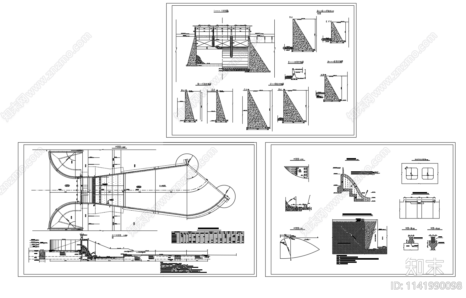 水库溢流坝cad施工图下载【ID:1141990098】