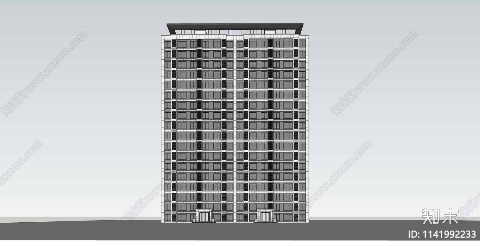 现代高层住宅SU模型下载【ID:1141992233】