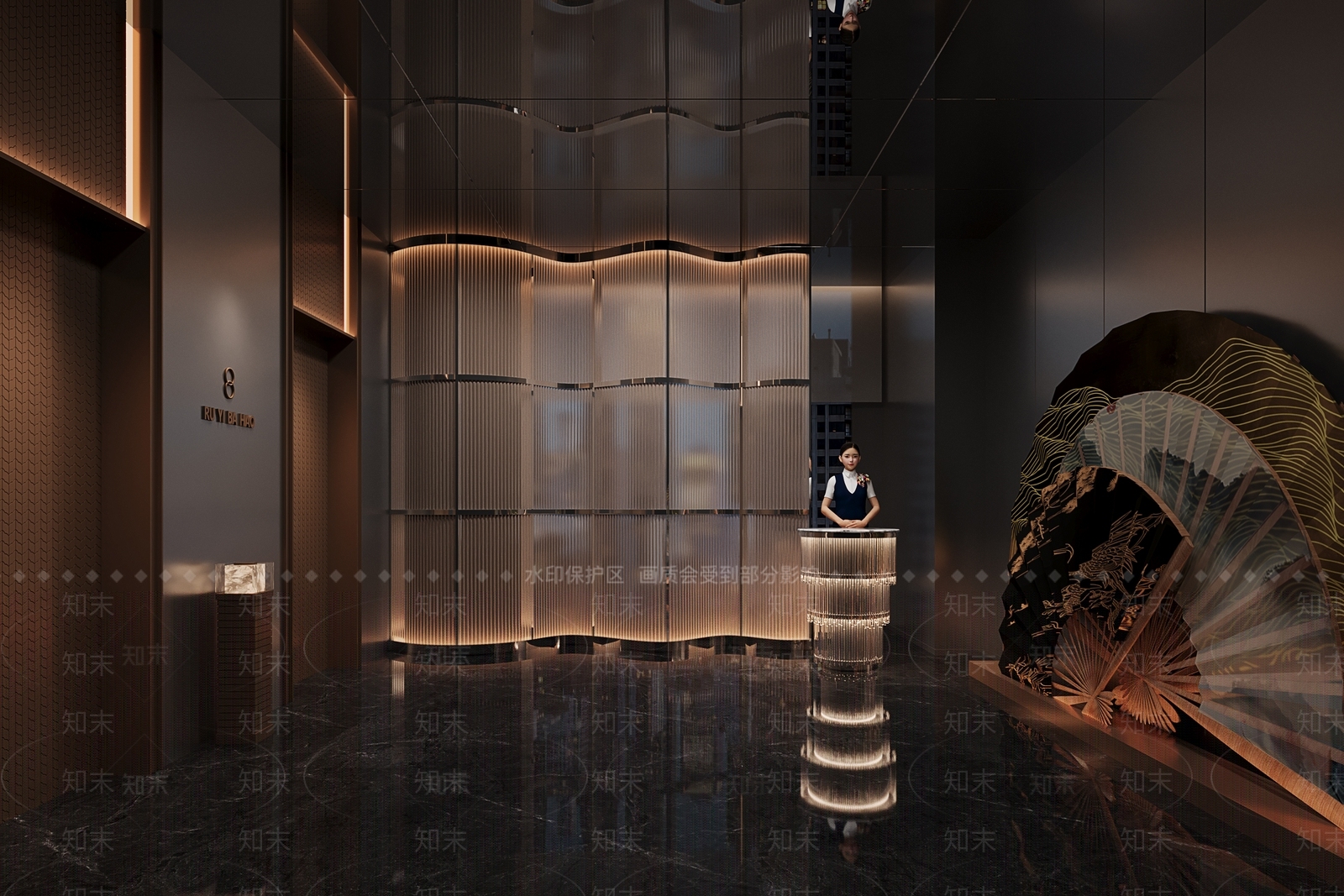 现代电梯厅3D模型下载【ID:1141993550】