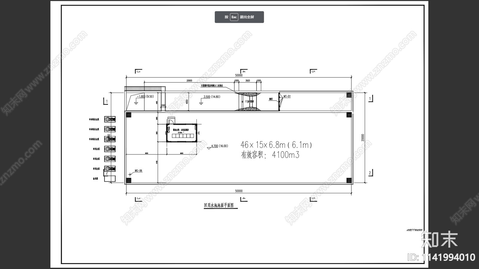 某造纸厂回用水池给排水cad施工图下载【ID:1141994010】