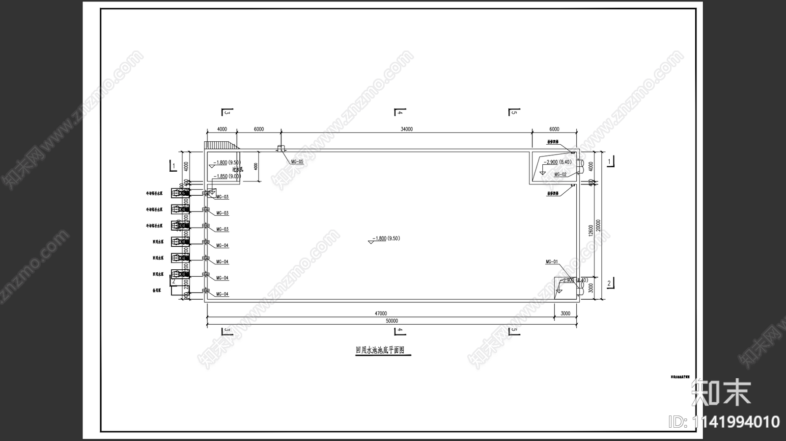 某造纸厂回用水池给排水cad施工图下载【ID:1141994010】