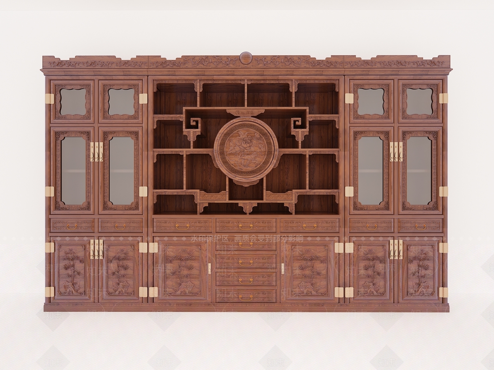 中式酒柜3D模型下载【ID:1141995891】