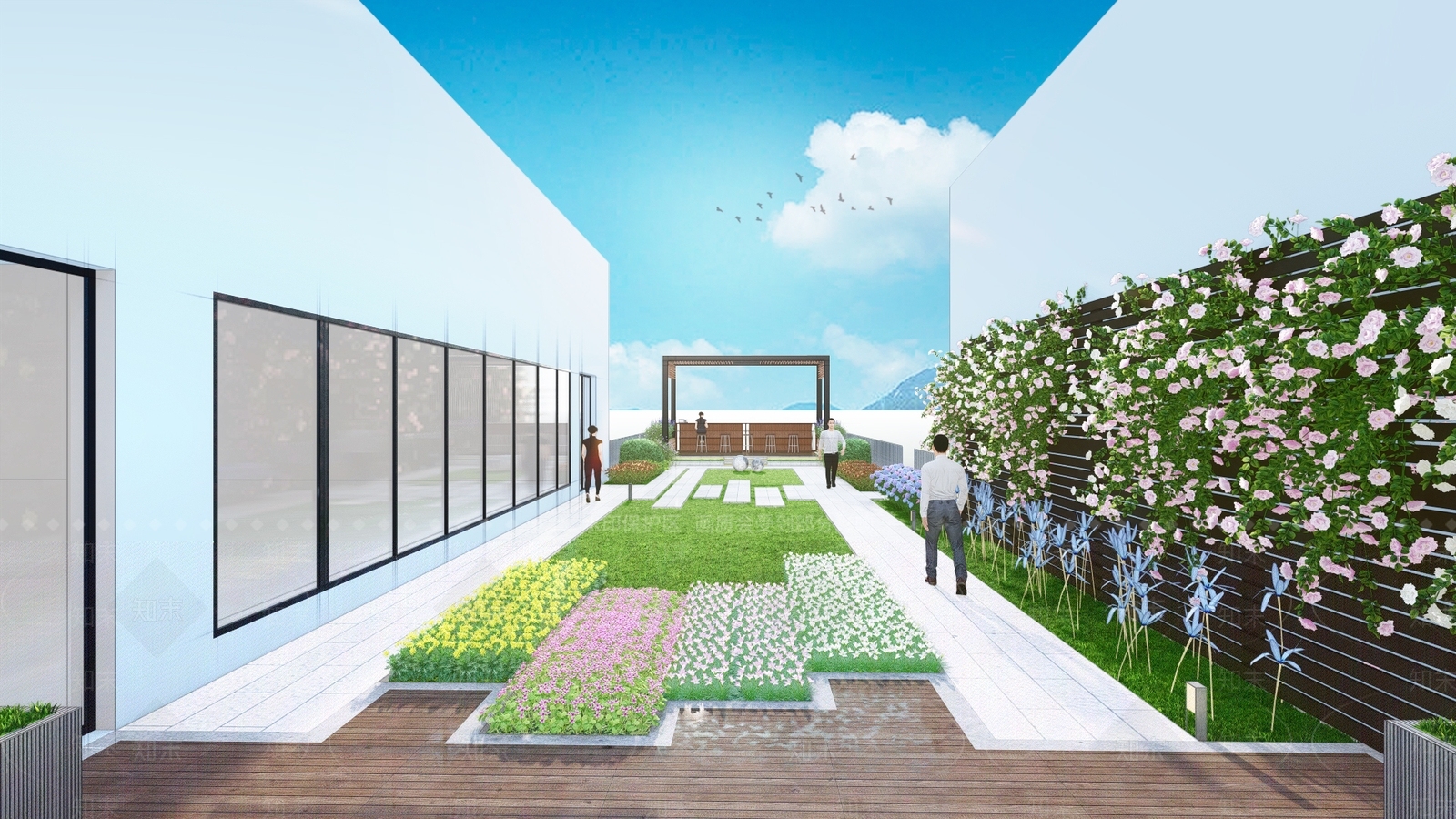 现代屋顶花园景观SU模型下载【ID:1142187151】