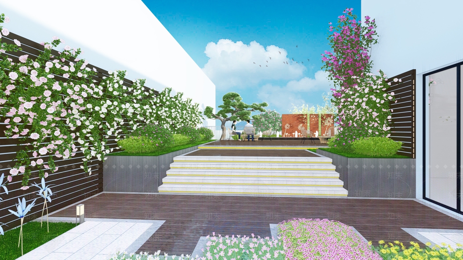 现代屋顶花园景观SU模型下载【ID:1142187151】