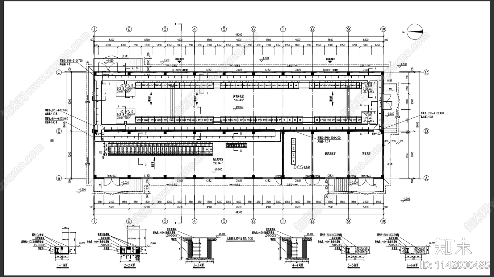 某造纸厂厌氧配电室电气cad施工图下载【ID:1142000485】