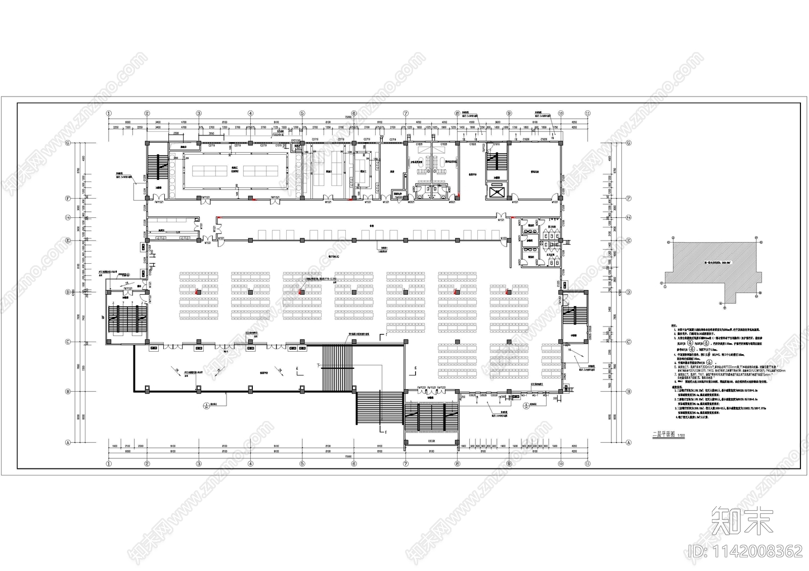 学校食堂建筑cad施工图下载【ID:1142008362】