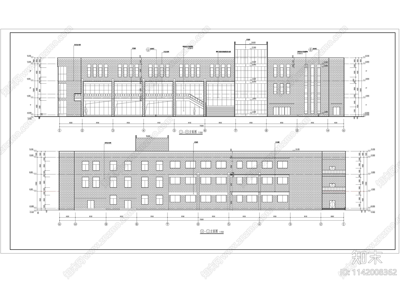 学校食堂建筑cad施工图下载【ID:1142008362】