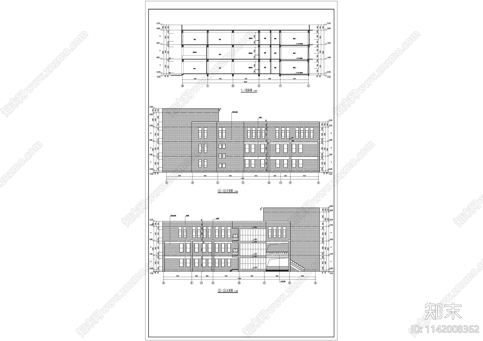 学校食堂建筑cad施工图下载【ID:1142008362】