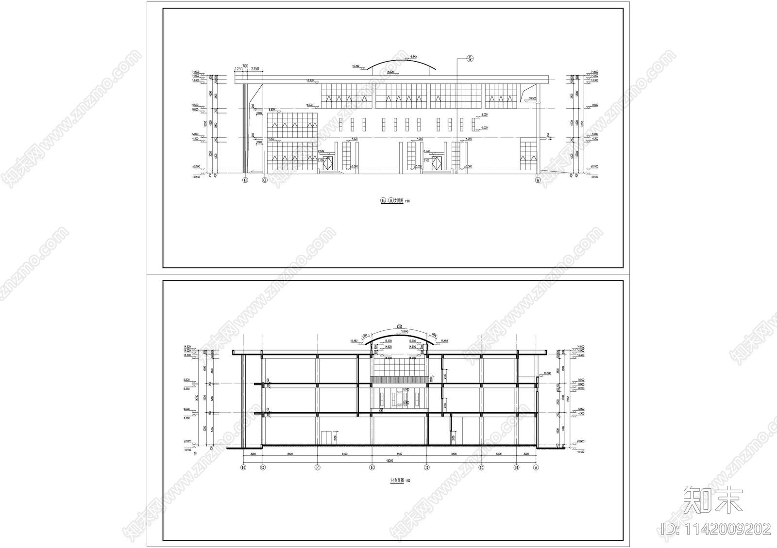 技工学校汽修实训楼建筑cad施工图下载【ID:1142009202】