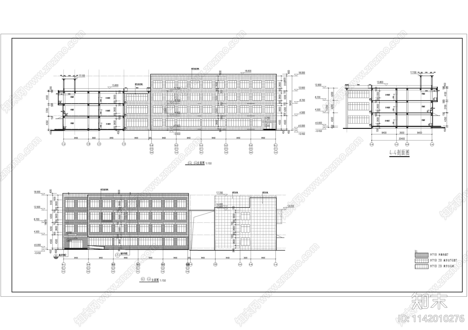 职业学校教学楼建筑cad施工图下载【ID:1142010276】