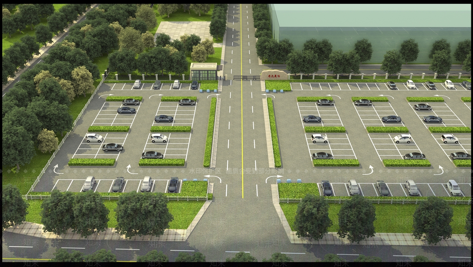 现代户外停车场3D模型下载【ID:1142012634】