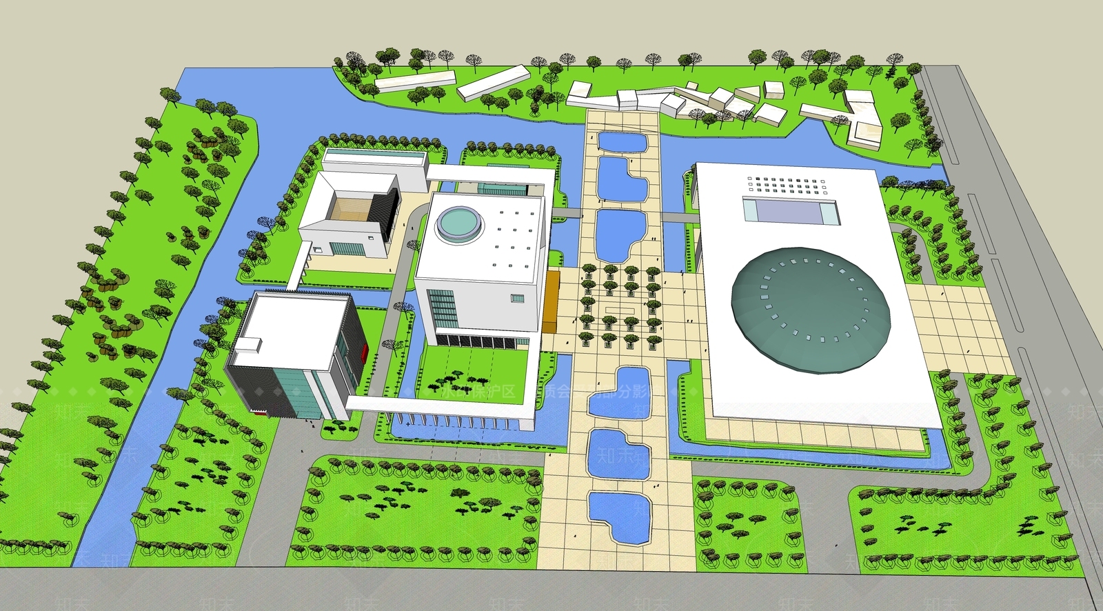 现代展览馆建筑SU模型下载【ID:1142017494】