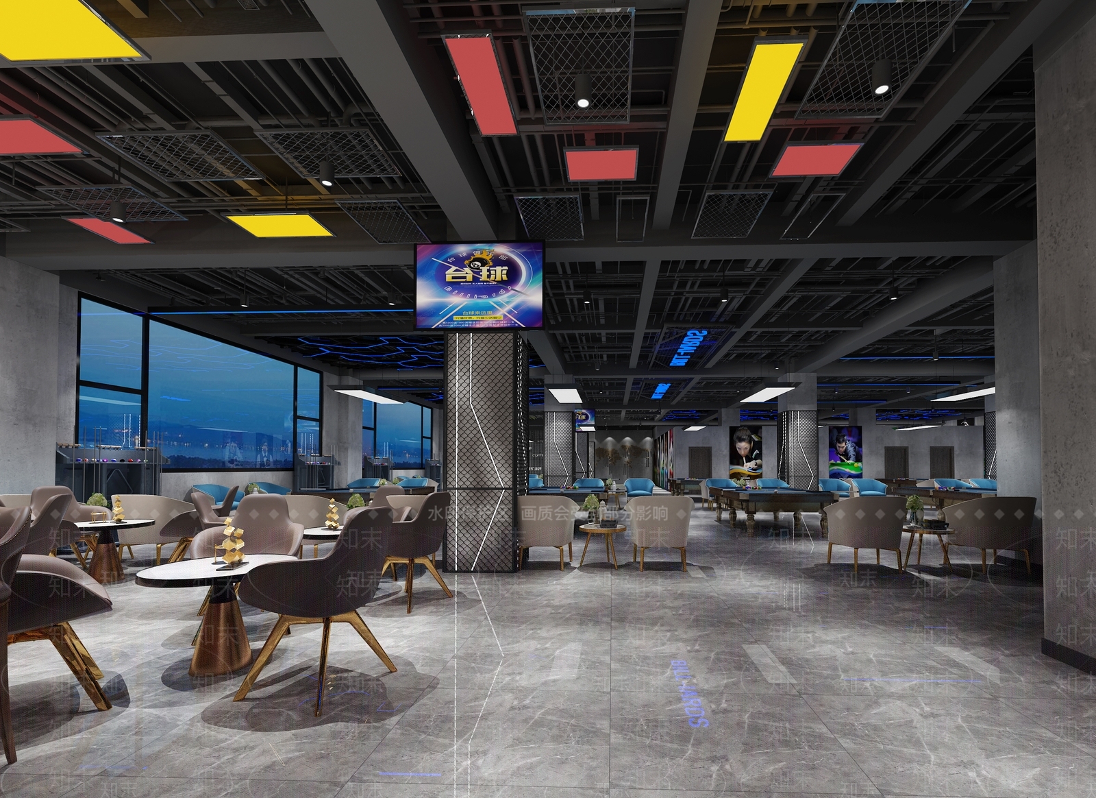 工业风台球室3D模型下载【ID:1142021862】