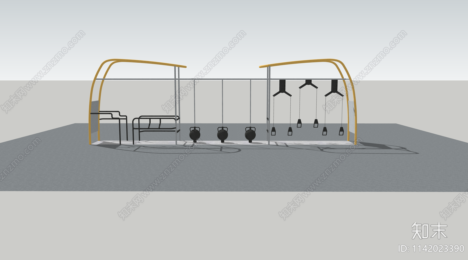 现代户外健身器材SU模型下载【ID:1142023390】