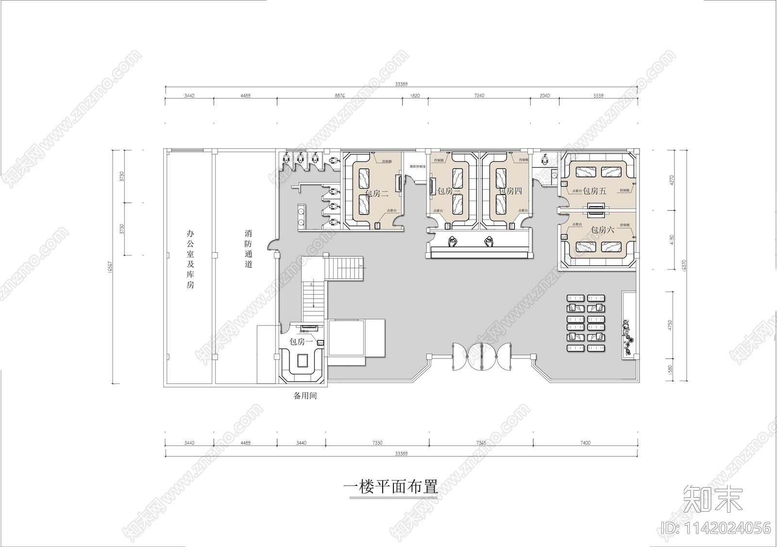 三层KTV会所平面布置图施工图下载【ID:1142024056】