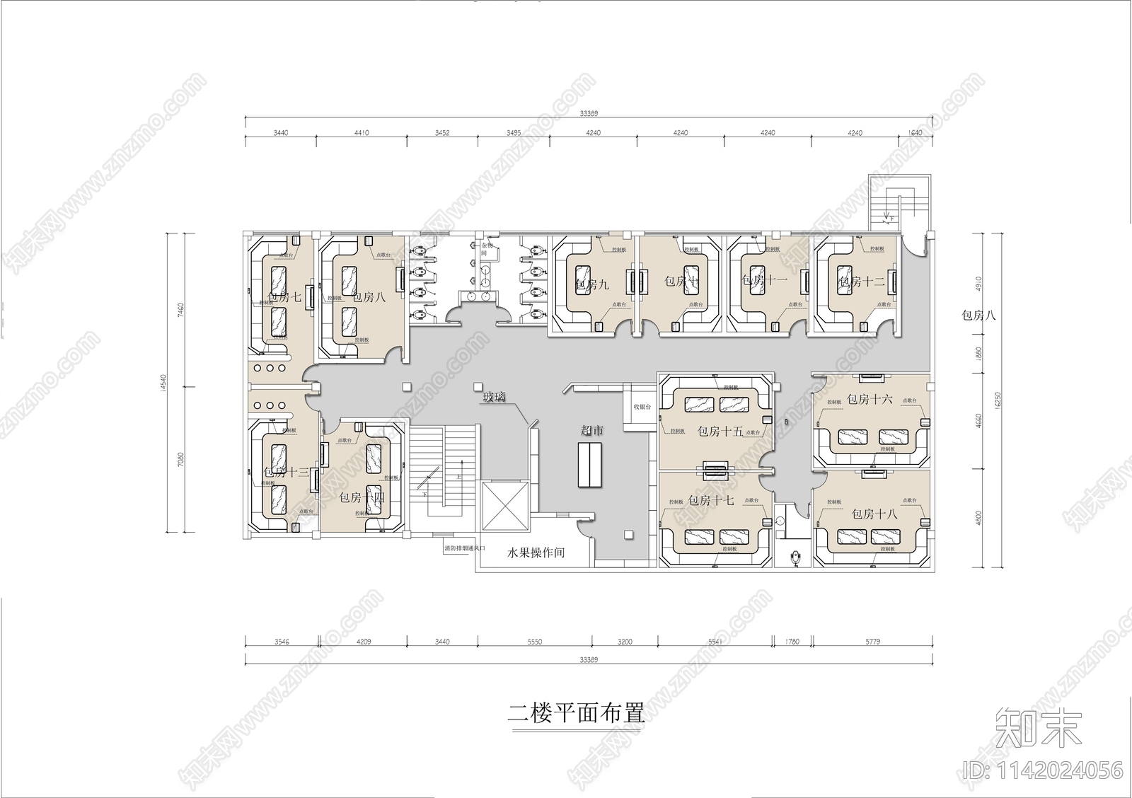 三层KTV会所平面布置图施工图下载【ID:1142024056】