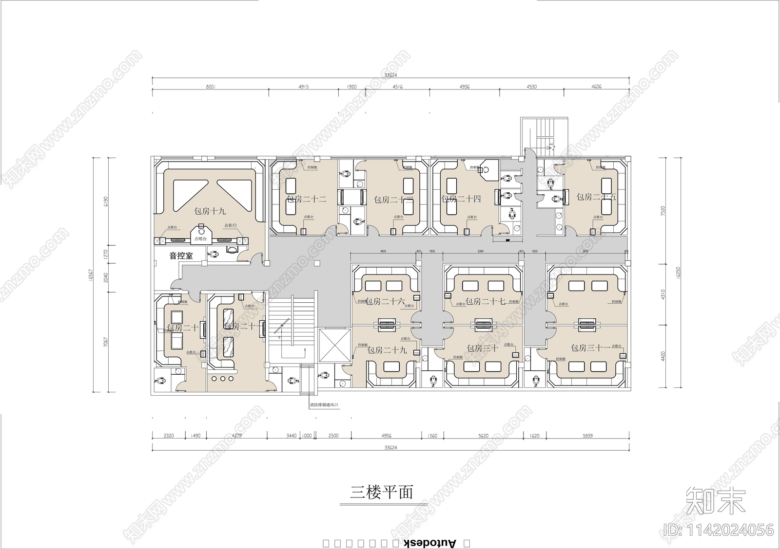 三层KTV会所平面布置图施工图下载【ID:1142024056】