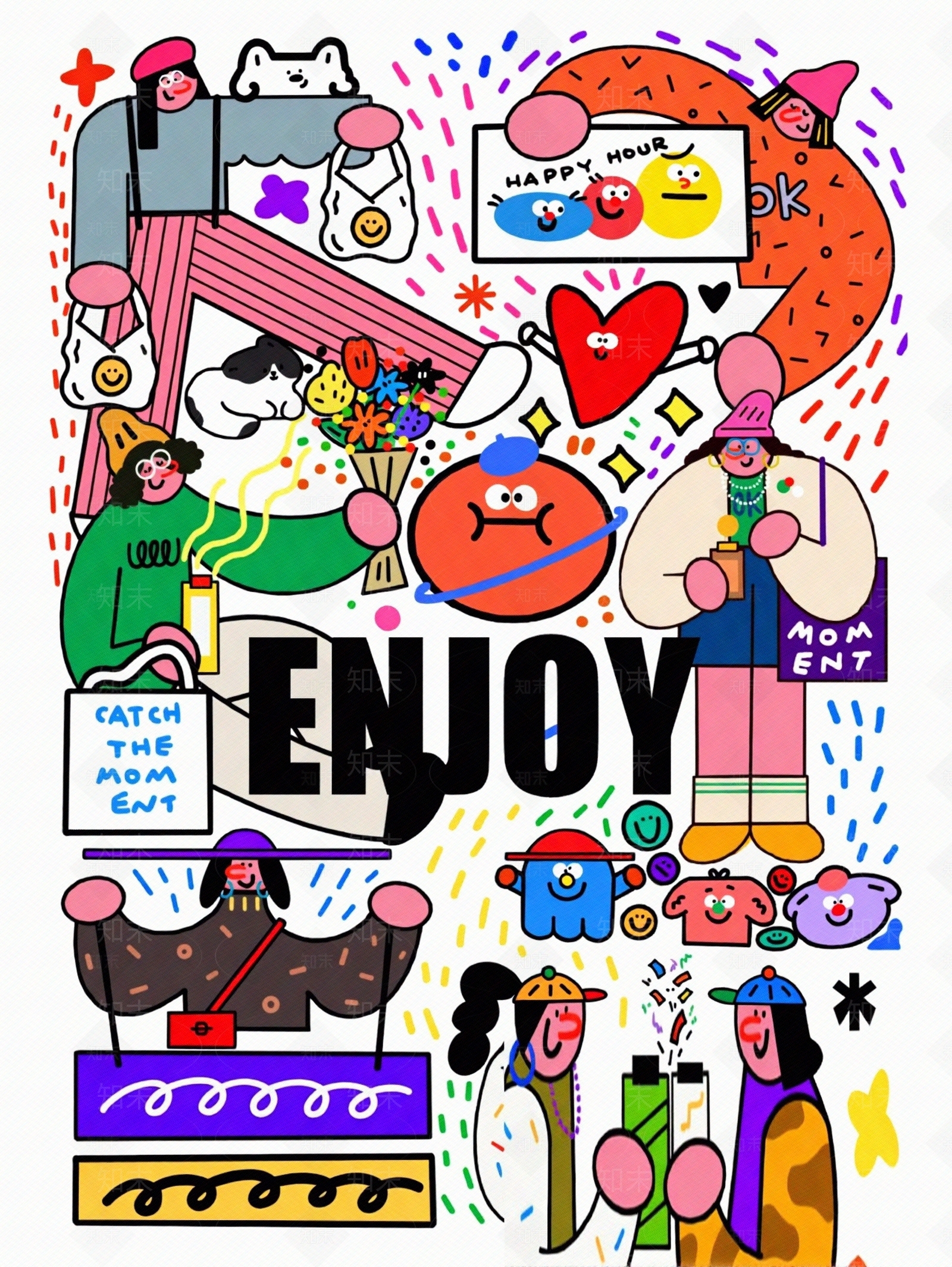 现代个性涂鸦挂画贴图下载【ID:1195378745】