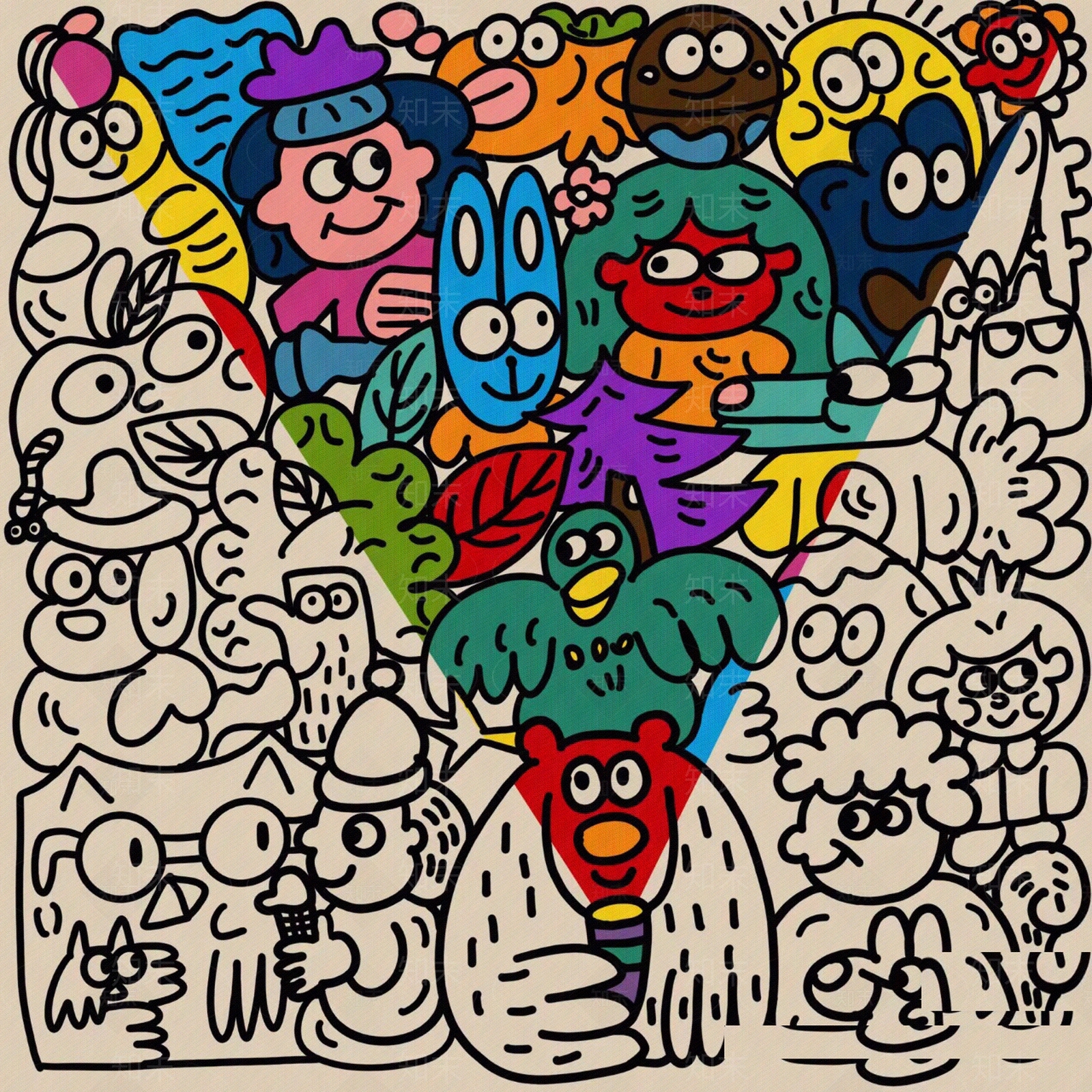 现代个性涂鸦挂画贴图下载【ID:1142029329】