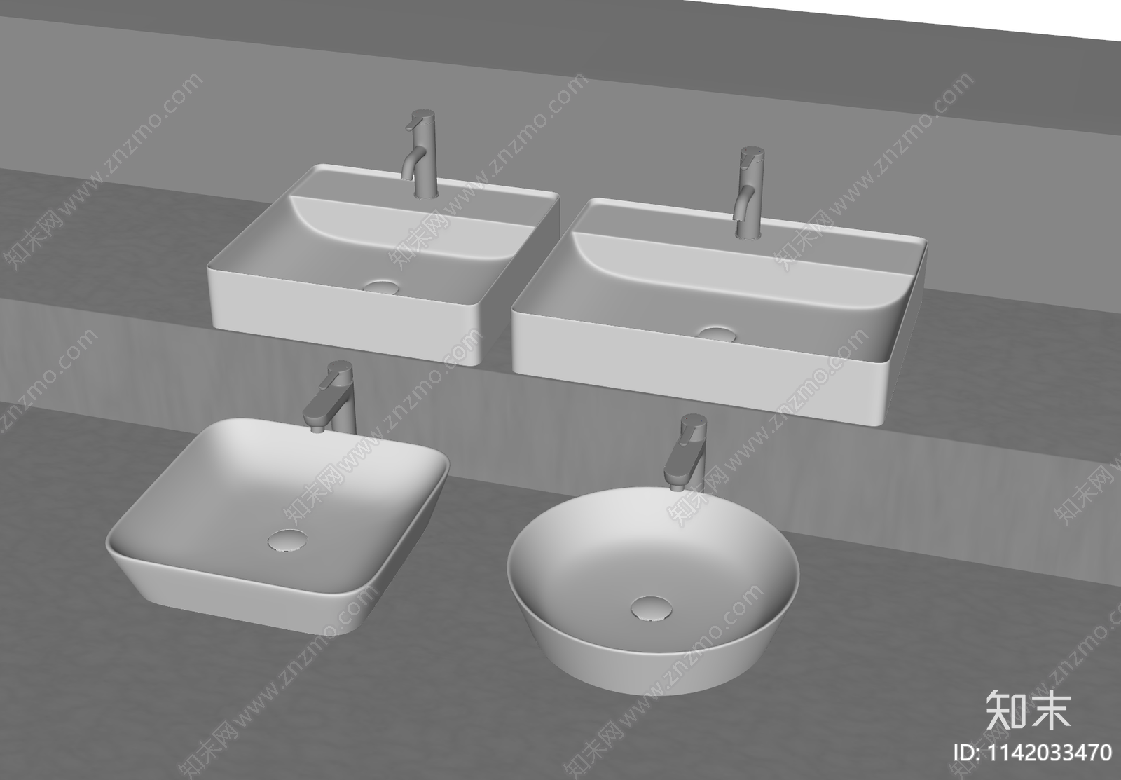 洗面盆SU模型下载【ID:1142033470】