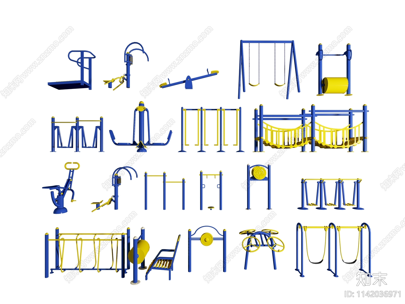 户外健身器材3D模型下载【ID:1142036971】