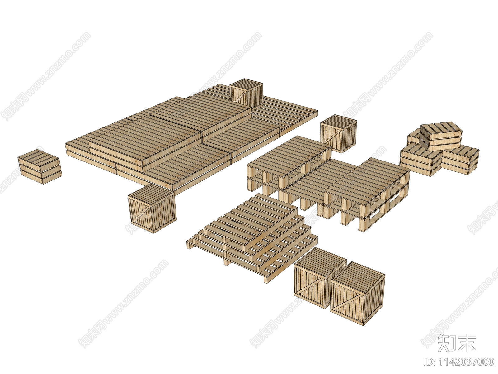 现代木垫板SU模型下载【ID:1142037000】