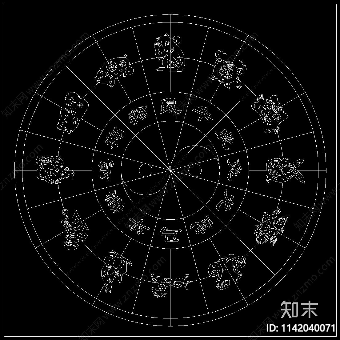 十二生肖动物cad施工图下载【ID:1142040071】