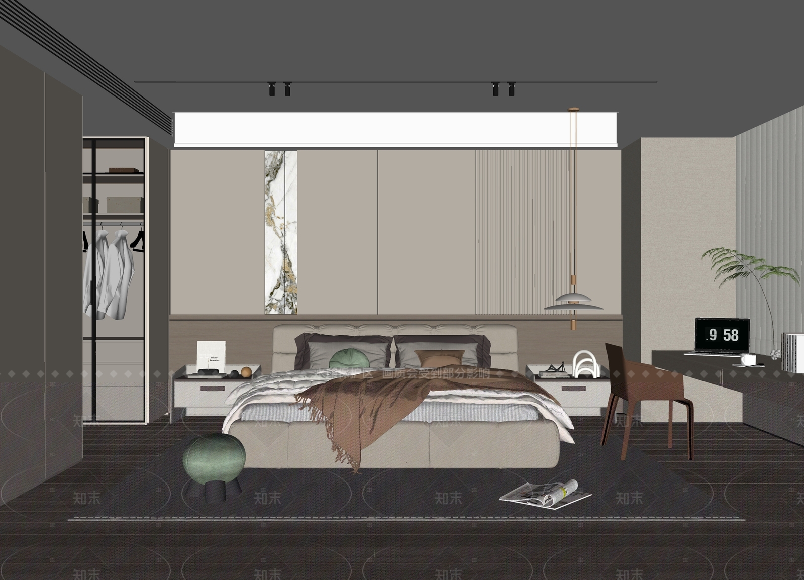 现代家居卧室SU模型下载【ID:1216074471】