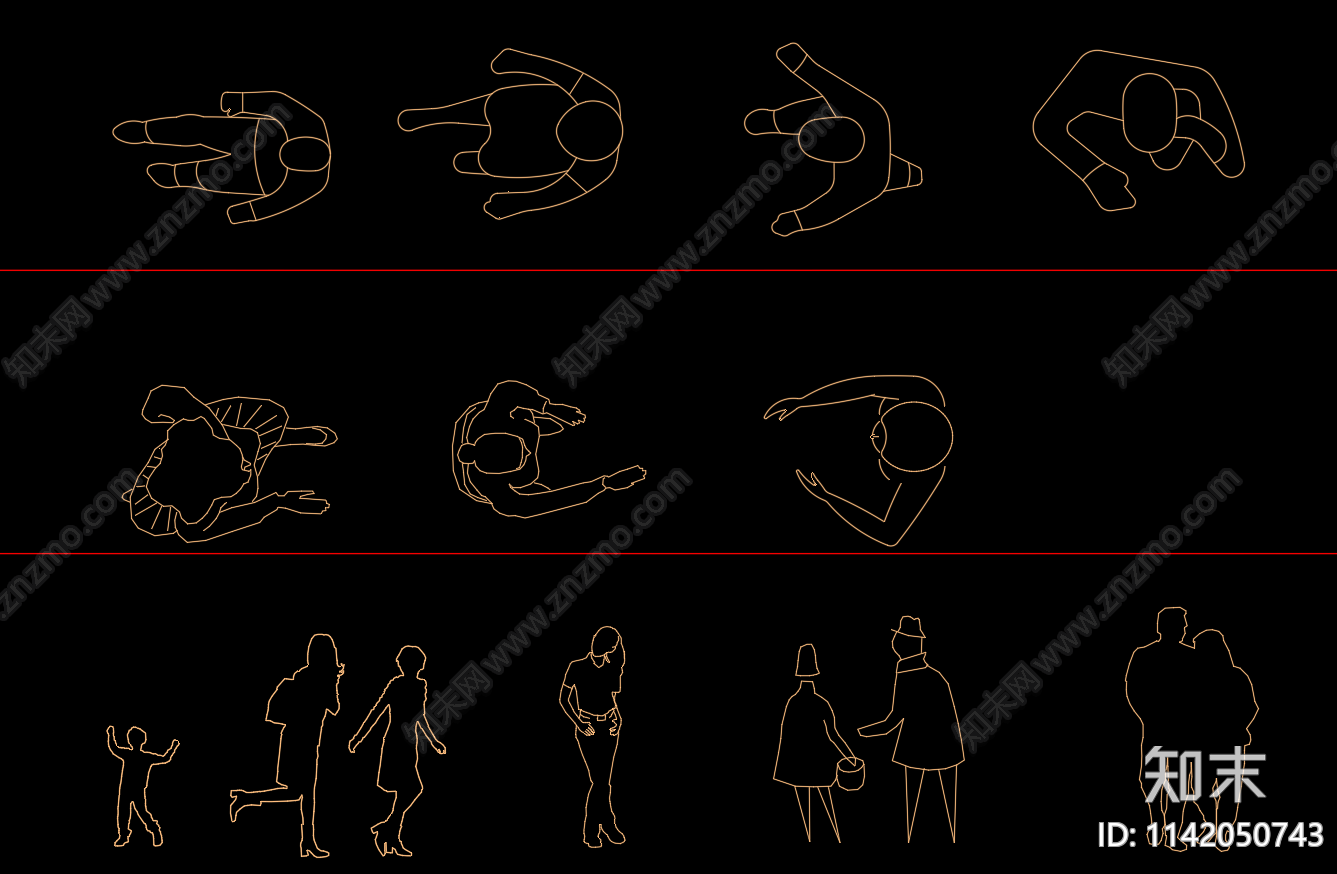 人物平面立面cad施工图下载【ID:1142050743】
