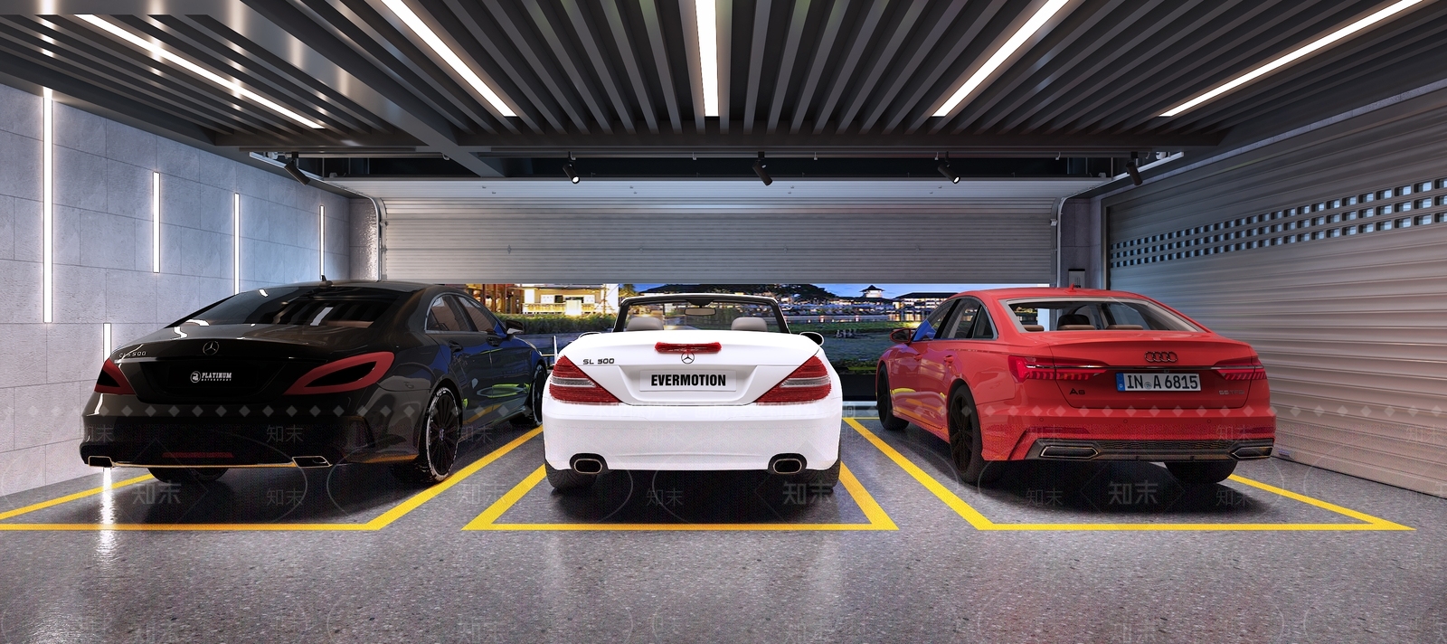 现代家庭别墅车库3D模型下载【ID:1142052652】