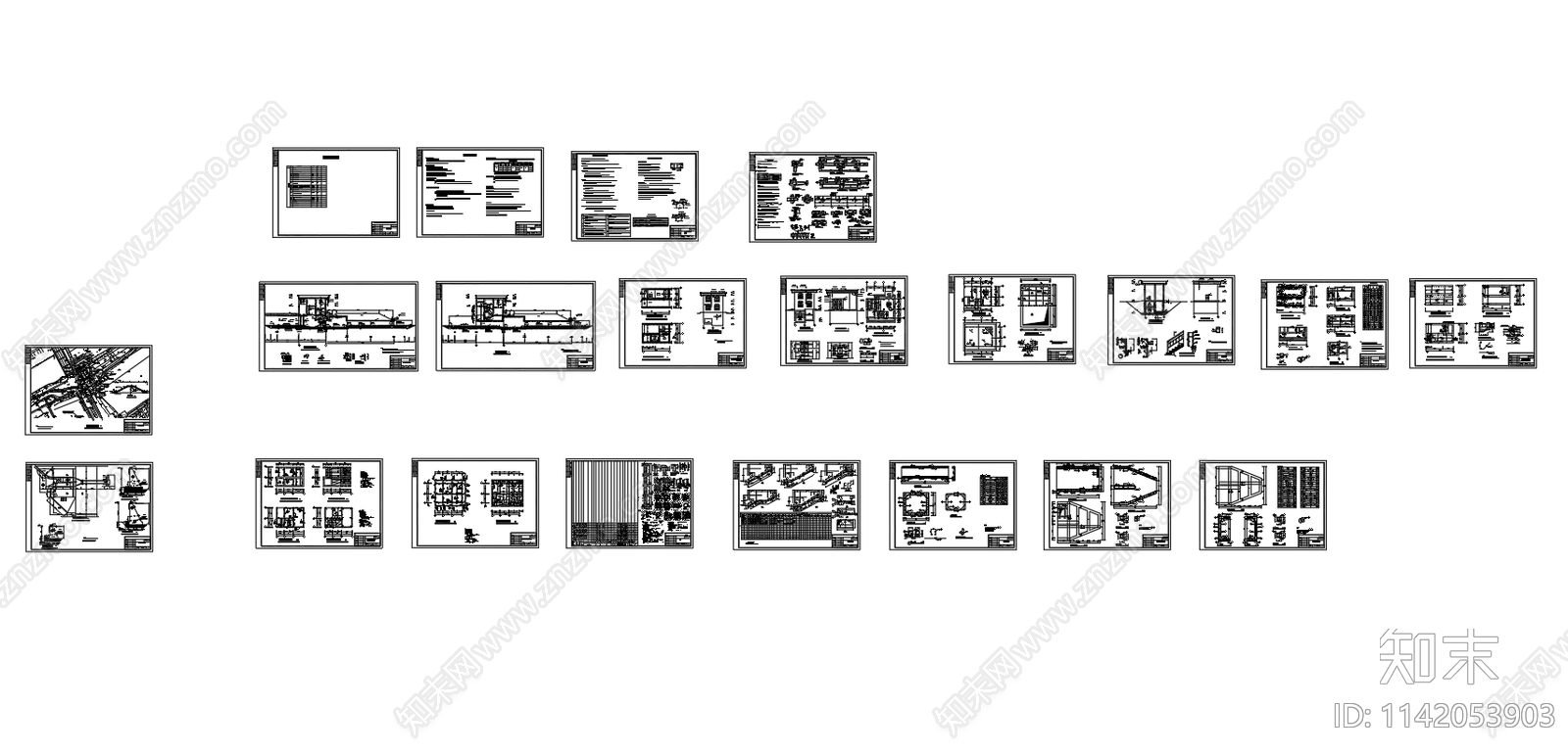 排涝站泵房建筑cad施工图下载【ID:1142053903】