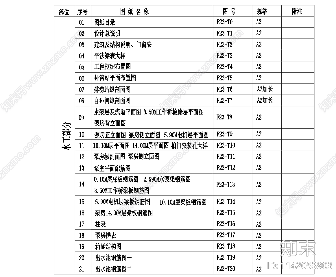 排涝站泵房建筑cad施工图下载【ID:1142053903】