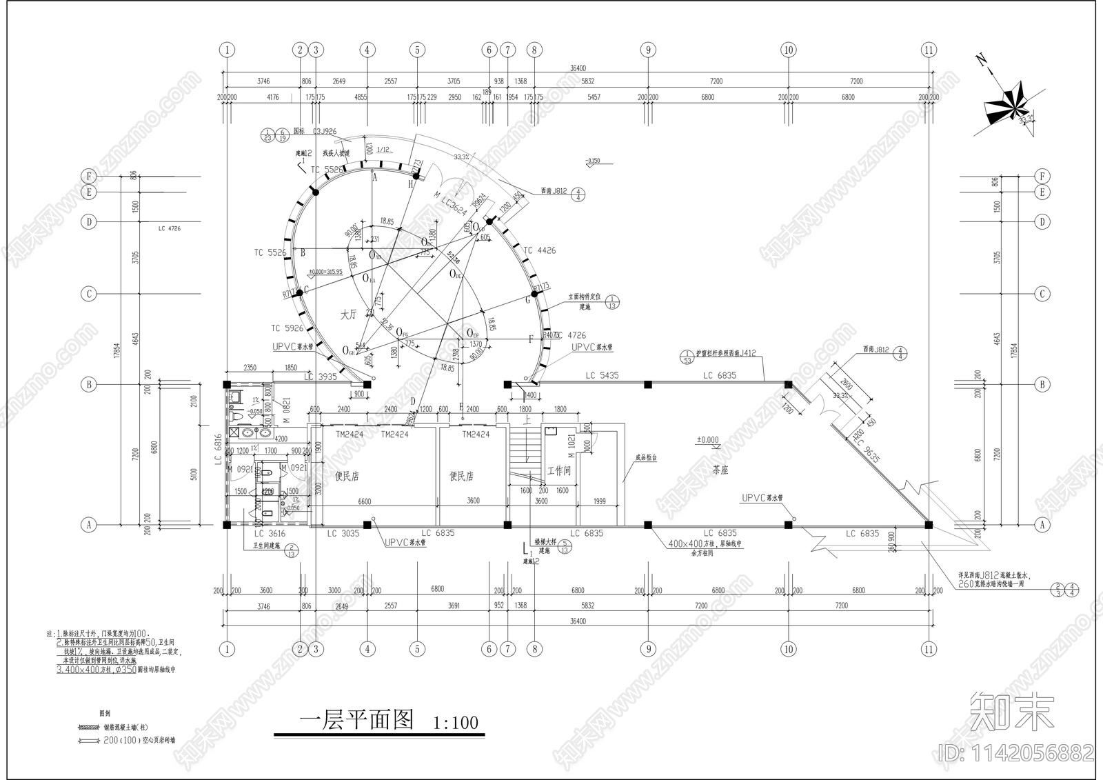 三层会所建筑cad施工图下载【ID:1142056882】