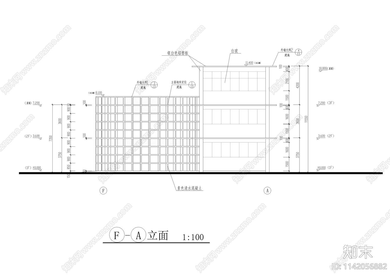 三层会所建筑cad施工图下载【ID:1142056882】