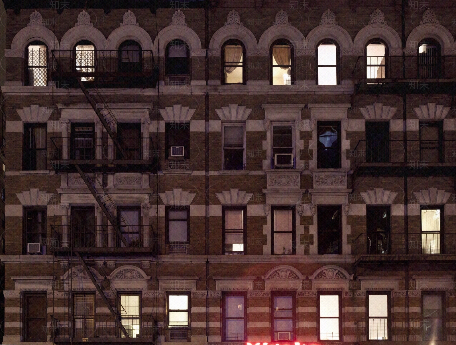 窗户外立面城市夜景无缝贴图贴图下载【ID:1142061614】