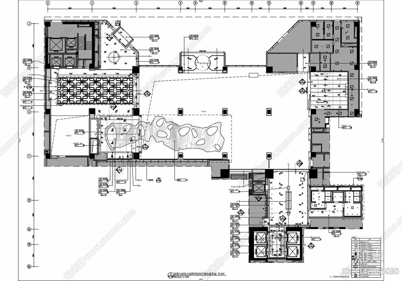 酒店大堂及大堂吧室内详图cad施工图下载【ID:1142065030】