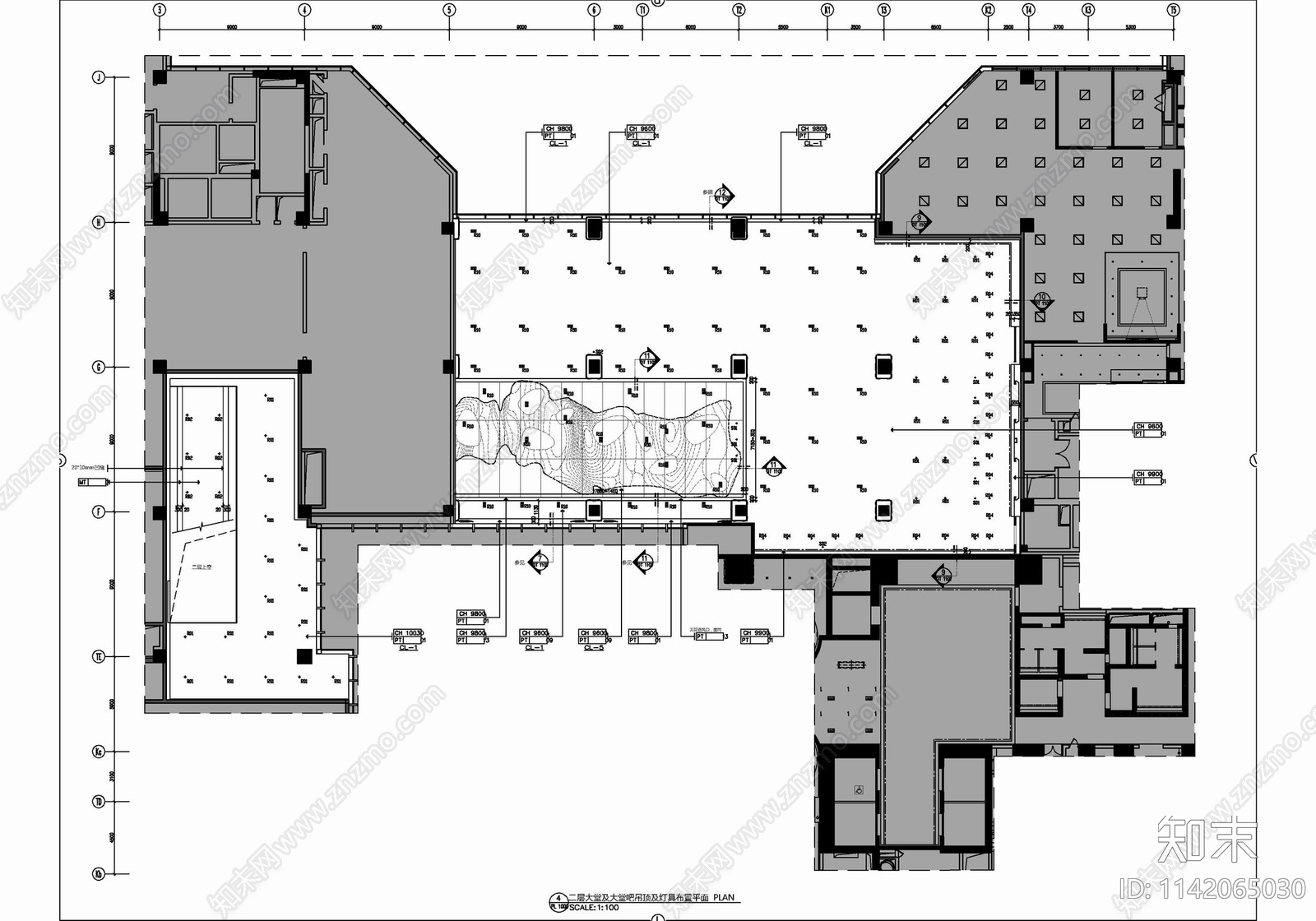 酒店大堂及大堂吧室内详图cad施工图下载【ID:1142065030】