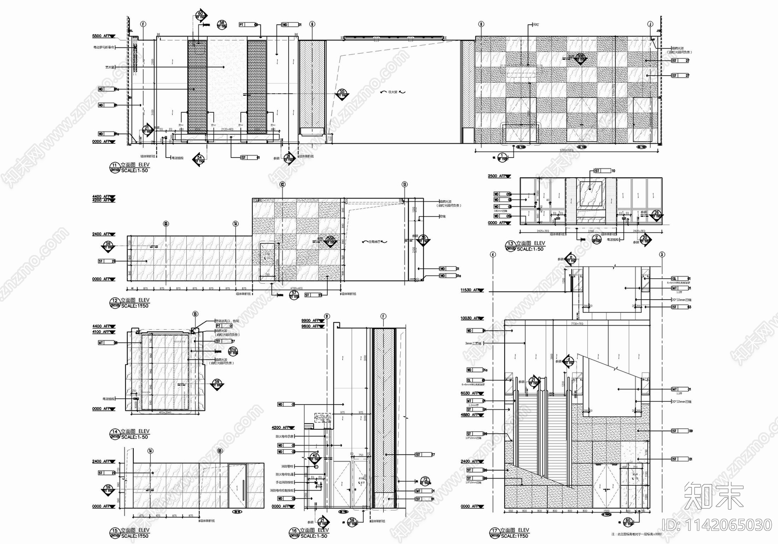 酒店大堂及大堂吧室内详图cad施工图下载【ID:1142065030】