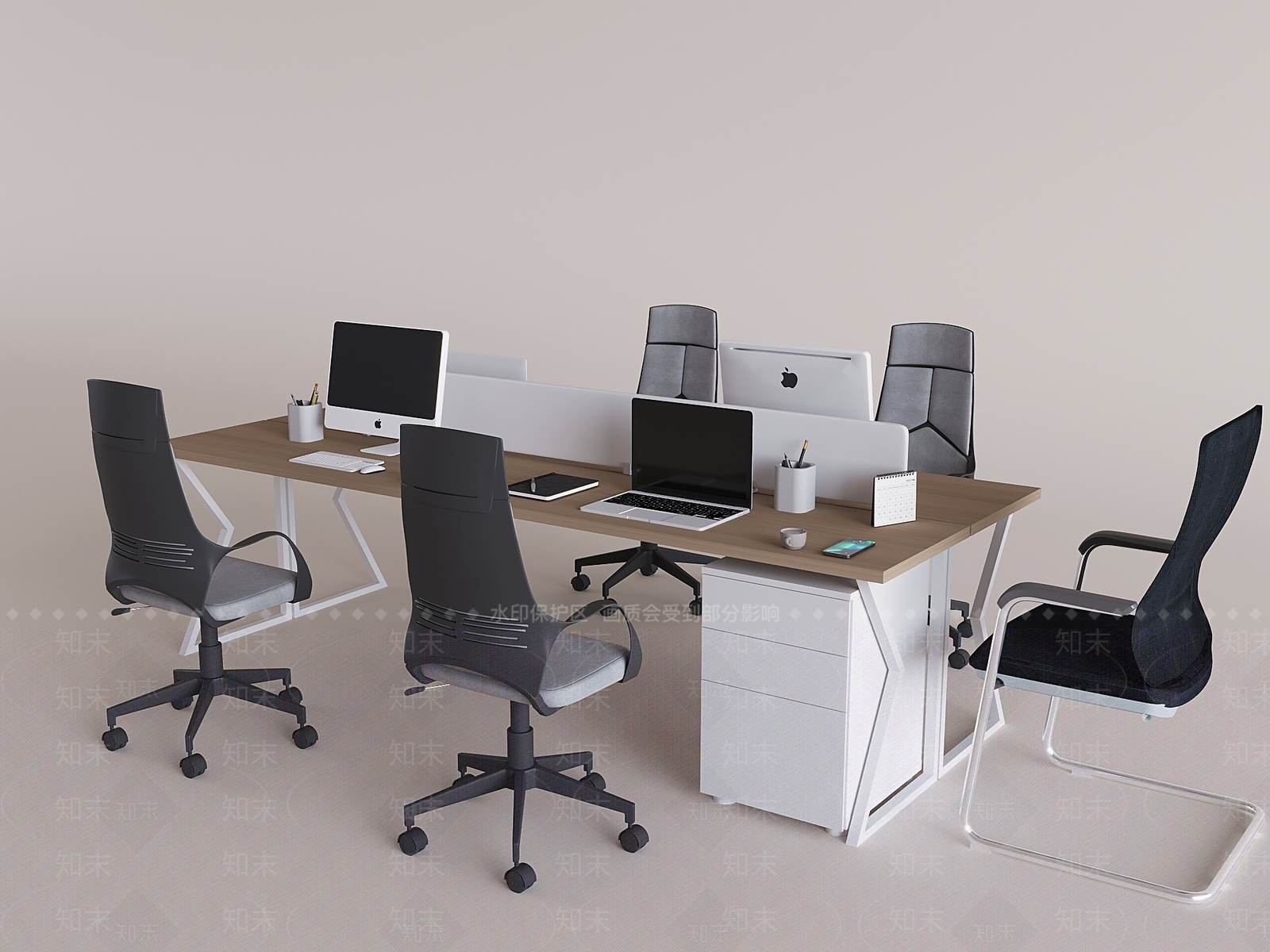 现代办公桌椅组合3D模型下载【ID:1142069474】