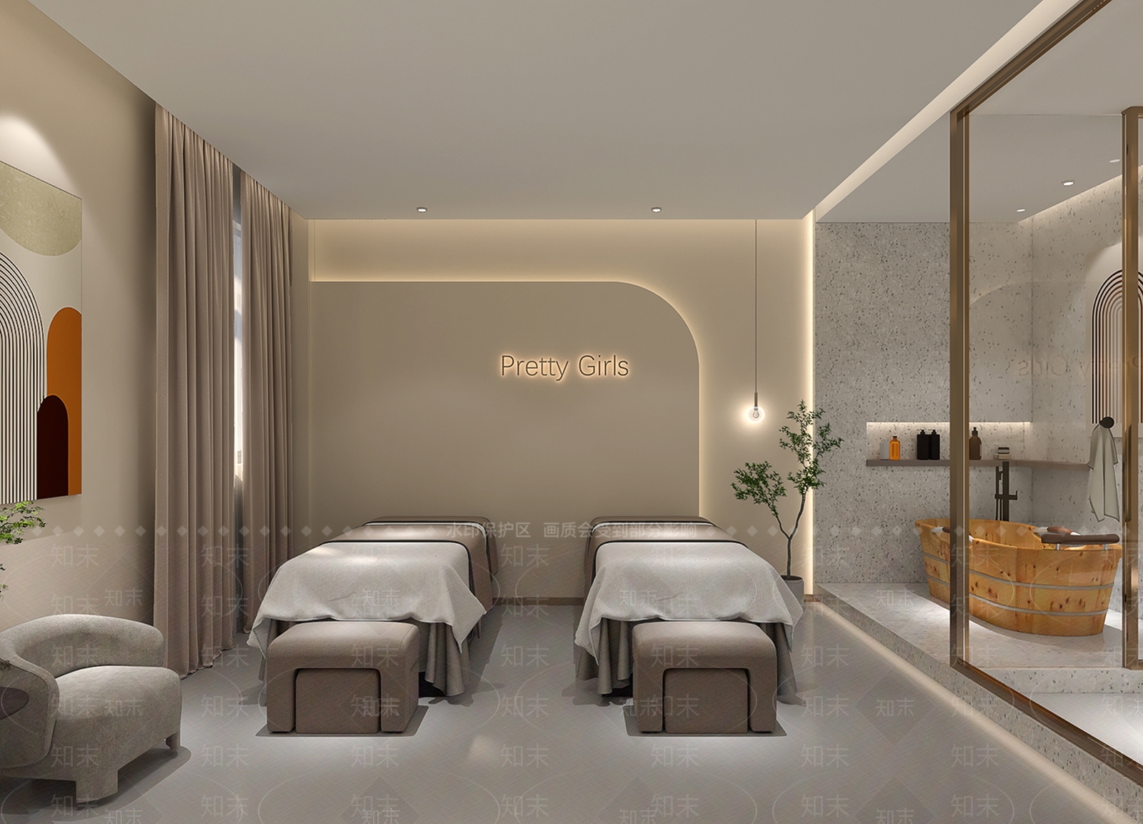 现代美容SPA包间3D模型下载【ID:1142078592】