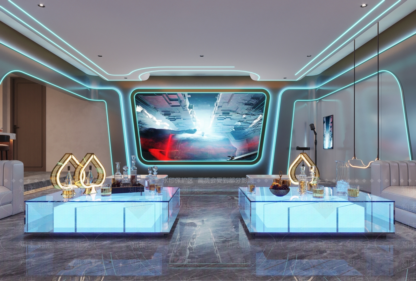 现代科幻风岛台KTV3D模型下载【ID:1142078946】