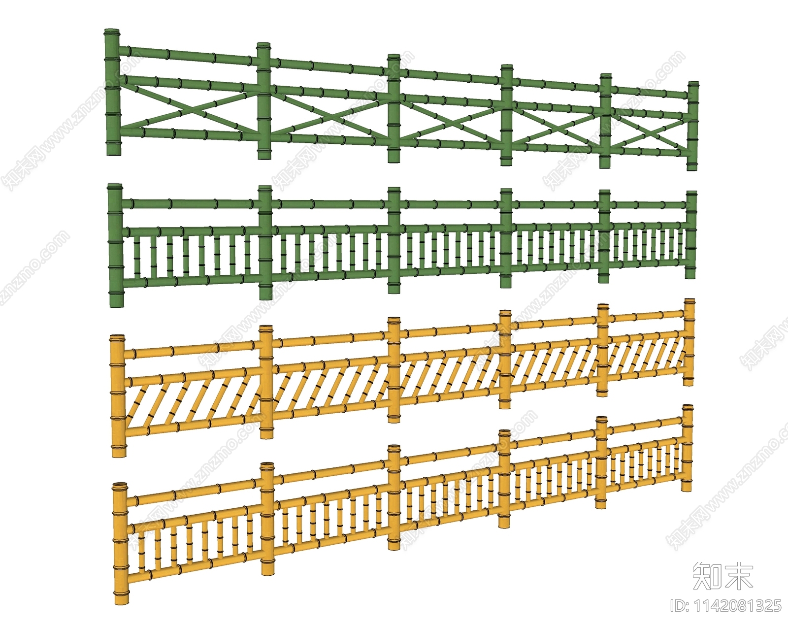 中式仿竹栏杆SU模型下载【ID:1142081325】